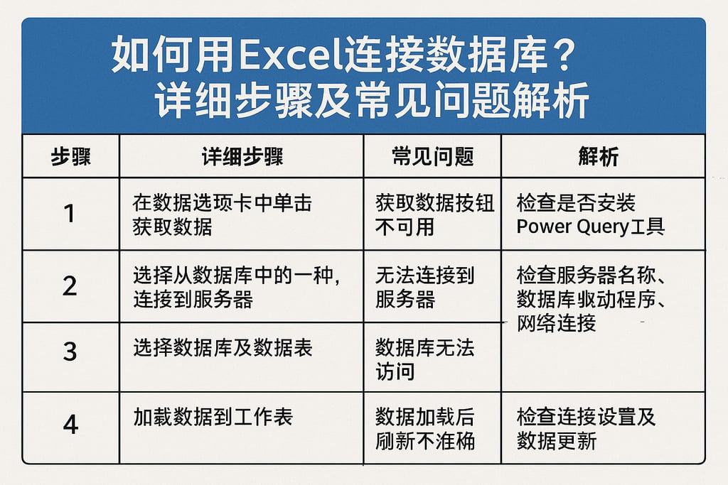 如何用excel连接数据库？详细步骤及常见问题解析
