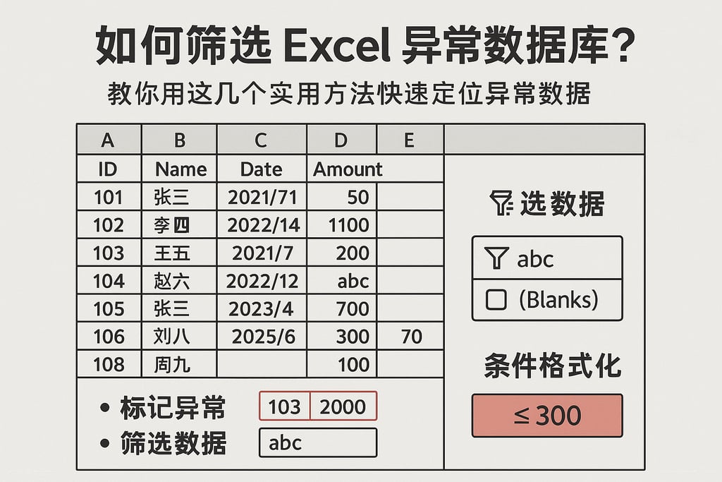 如何筛选excel异常数据库？教你用这几个实用方法快速定位异常数据