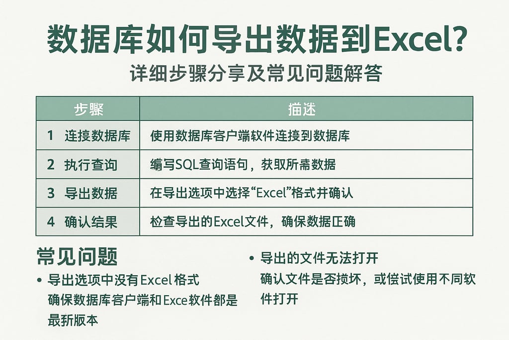 数据库如何导出数据到Excel？详细步骤分享及常见问题解答