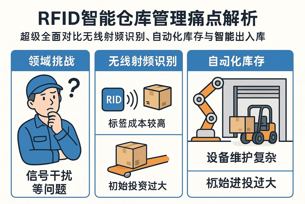 rfid智能仓库管理痛点解析，超级全面对比无线射频识别、自动化库存与智能出入库