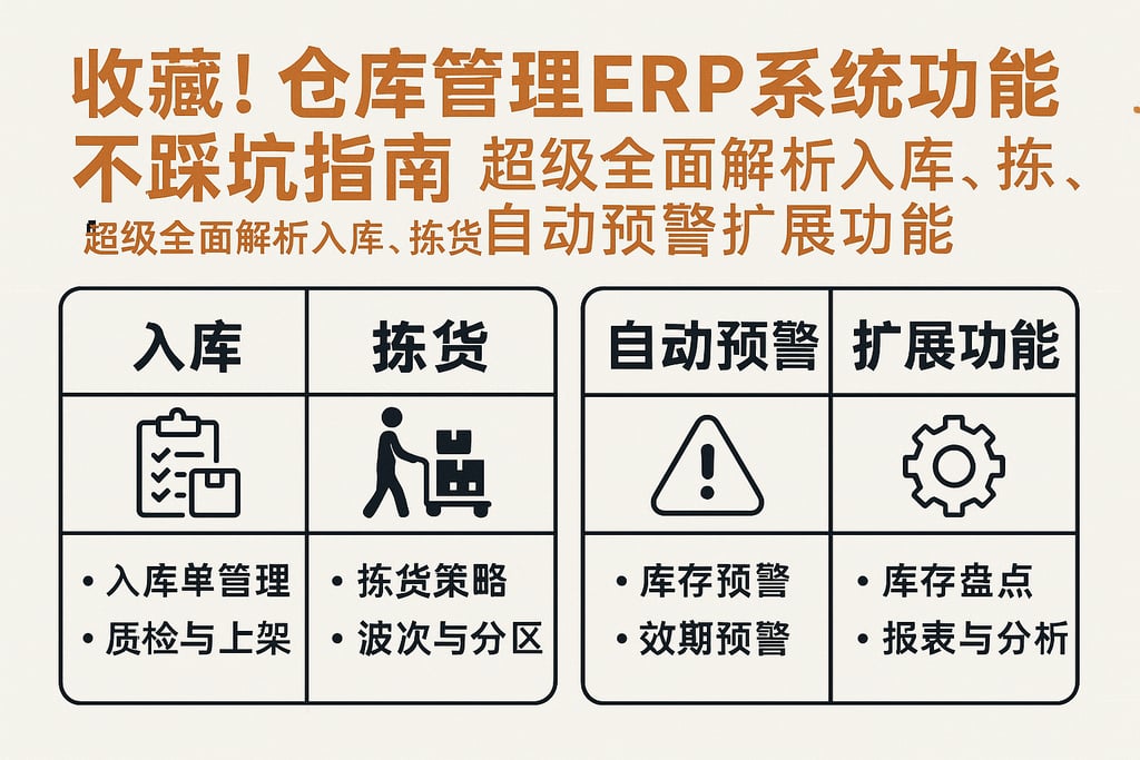 收藏！仓库管理erp系统功能不踩坑指南，超级全面解析入库、拣货、自动预警扩展功能