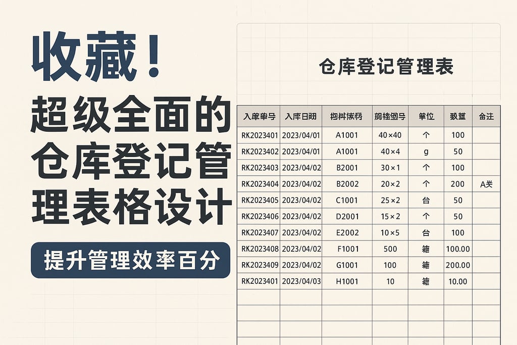 收藏！超级全面的仓库登记管理表格设计干货，提升管理效率百分比