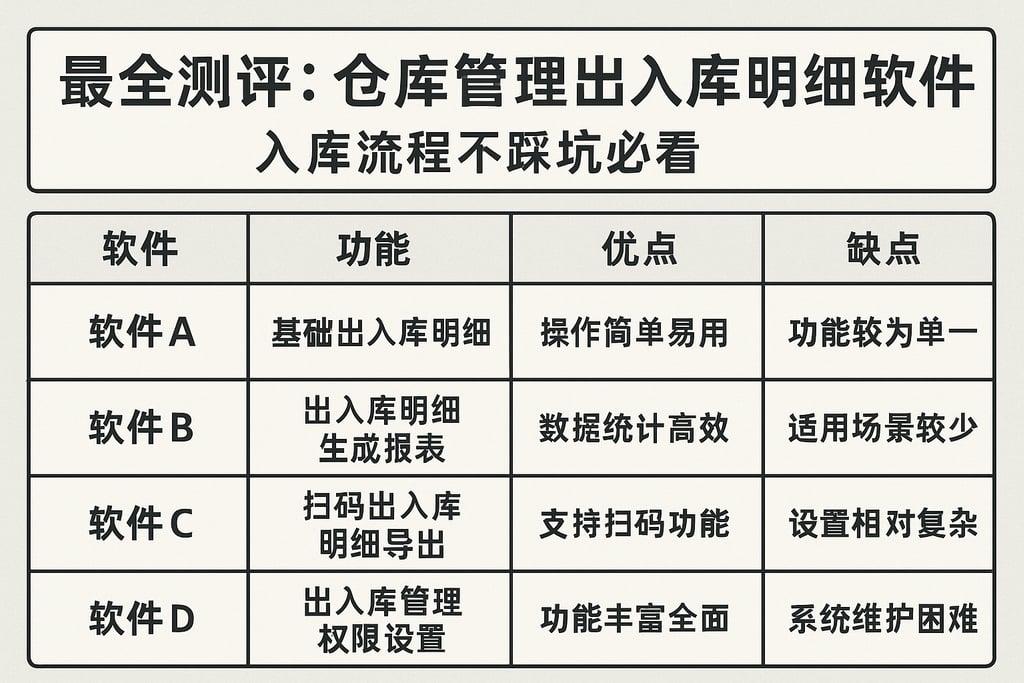 最全测评：仓库管理出入库明细软件对比，入库流程不踩坑必看