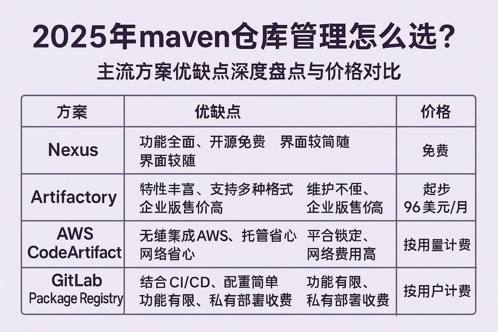 2025年maven仓库管理怎么选？主流方案优缺点深度盘点与价格对比