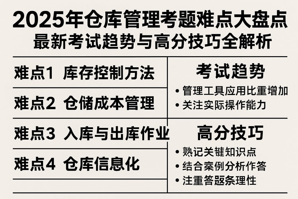 2025年仓库管理考题难点大盘点：最新考试趋势与高分技巧全解析