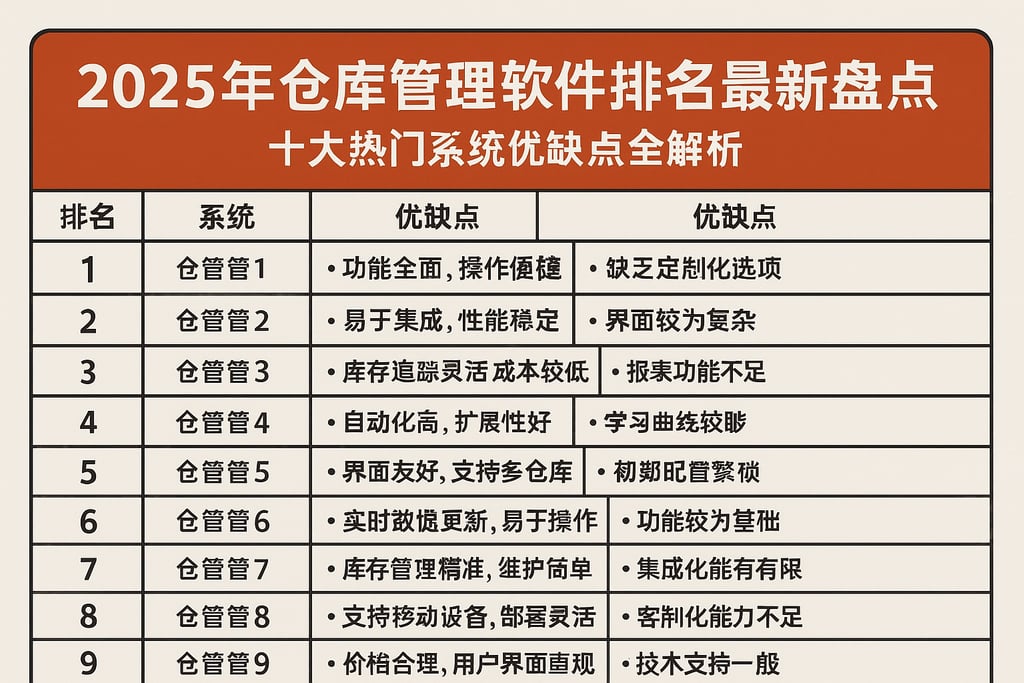 2025年仓库管理软件排名最新盘点，十大热门系统优缺点全解析
