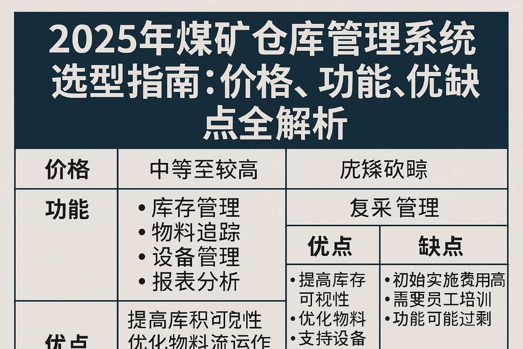 2025年煤矿仓库管理系统选型指南：价格、功能、优缺点全解析