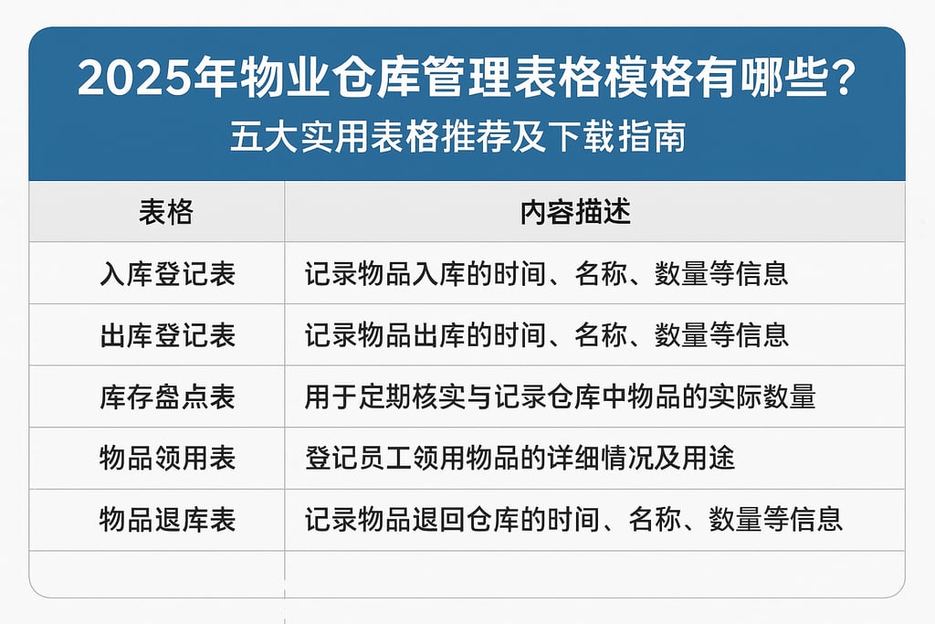 2025年物业仓库管理表格模板有哪些？五大实用表格推荐及下载指南