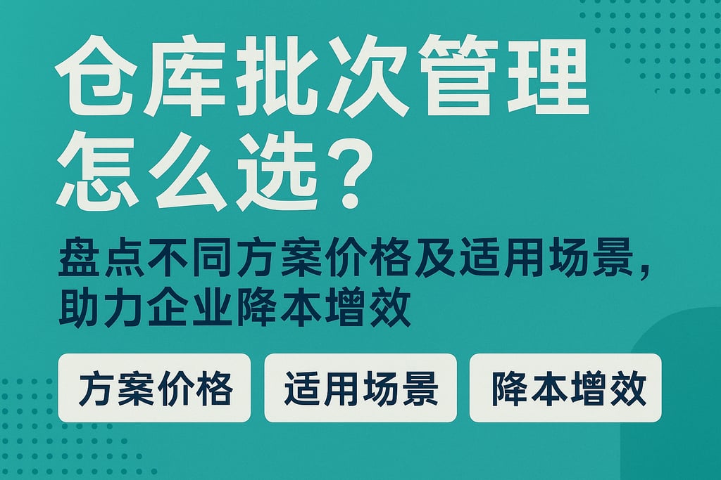 仓库批次管理怎么选？盘点不同方案价格及适用场景，助力企业降本增效