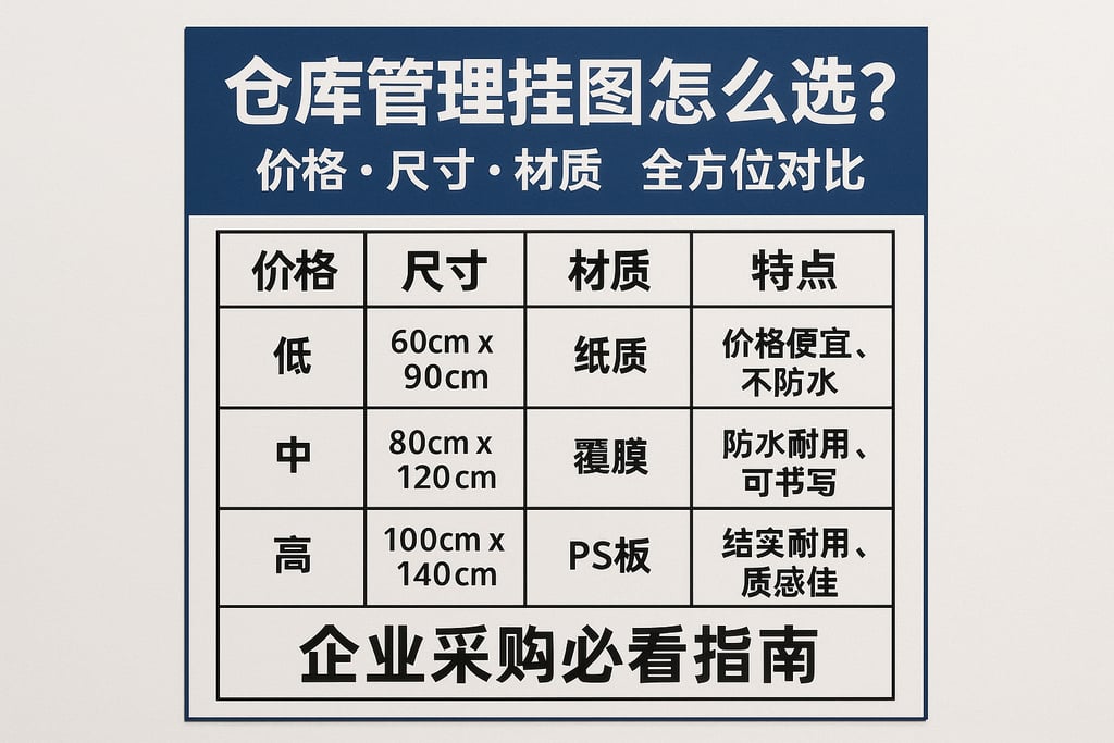 仓库管理挂图怎么选？价格、尺寸、材质全方位对比，企业采购必看指南