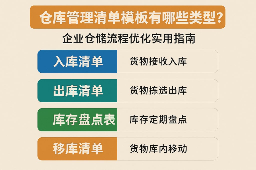 仓库管理清单模板有哪些类型？企业仓储流程优化实用指南