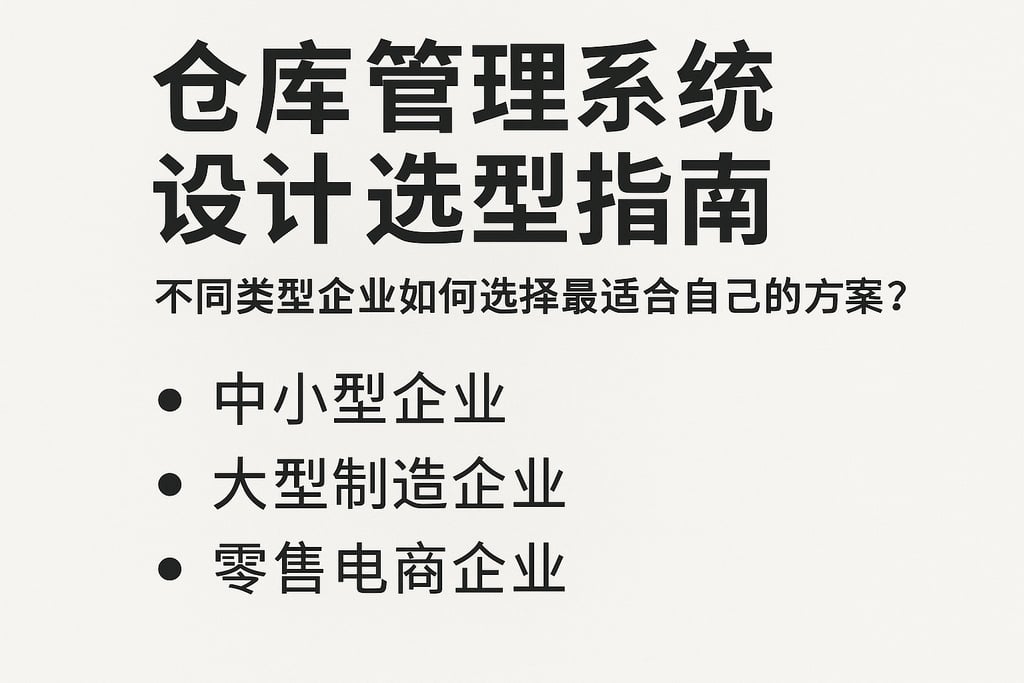 仓库管理系统设计选型指南：不同类型企业如何选择最适合自己的方案？