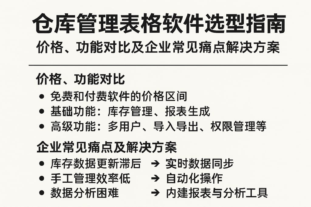 仓库管理表格软件选型指南：价格、功能对比及企业常见痛点解决方案