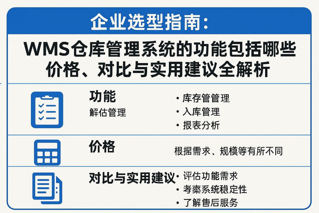 企业选型指南：wms仓库管理系统的功能包括哪些，价格、对比与实用建议全解析