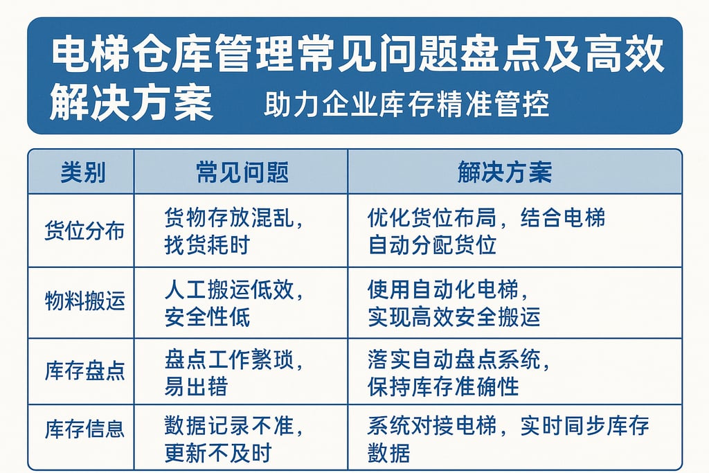 电梯仓库管理常见问题盘点及高效解决方案，助力企业库存精准管控