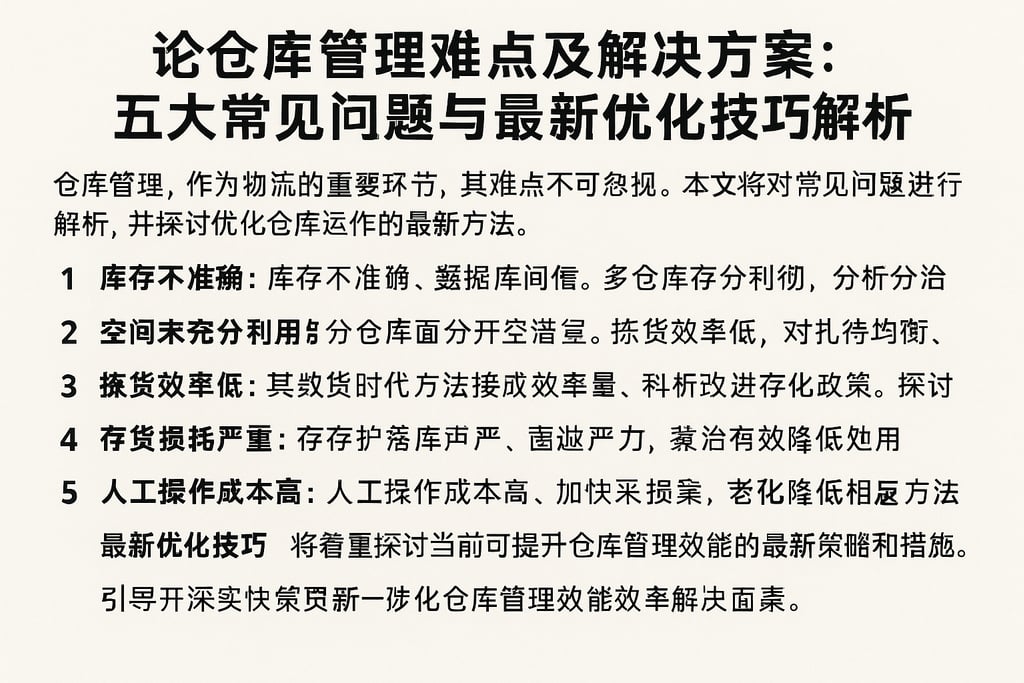 论仓库管理难点及解决方案：五大常见问题与最新优化技巧解析