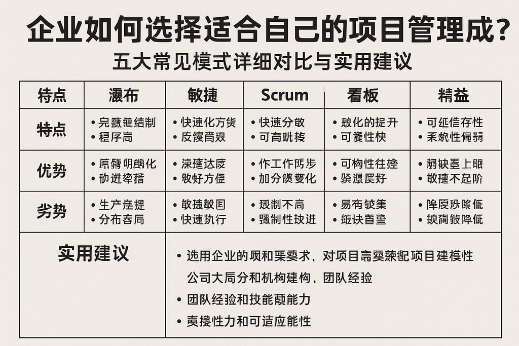 企业如何选择适合自己的项目管理模式？五大常见模式详细对比与实用建议