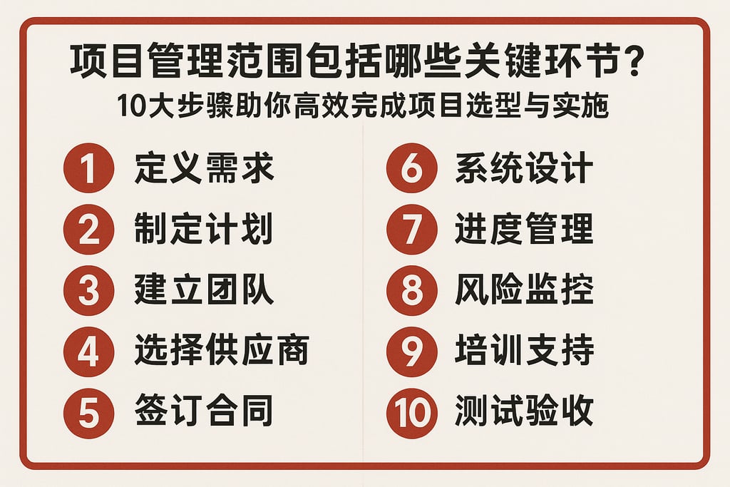 项目管理范围包括哪些关键环节？10大步骤助你高效完成项目选型与实施