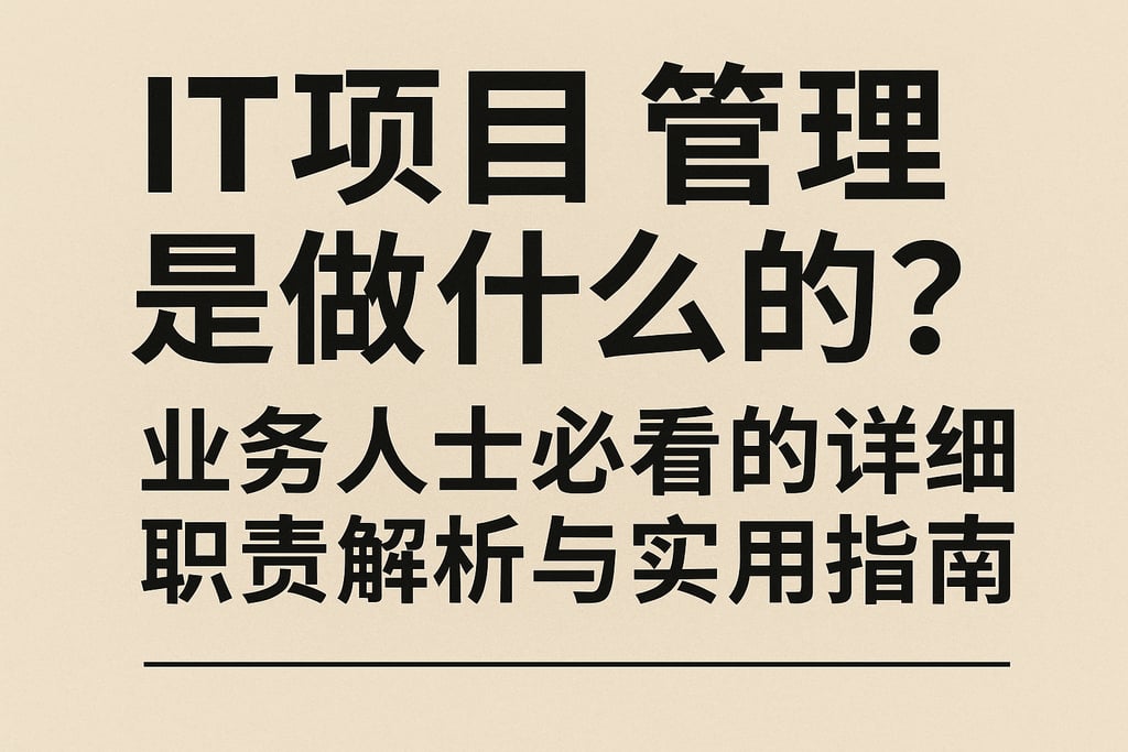 IT项目管理是做什么的？业务人士必看的详细职责解析与实用指南