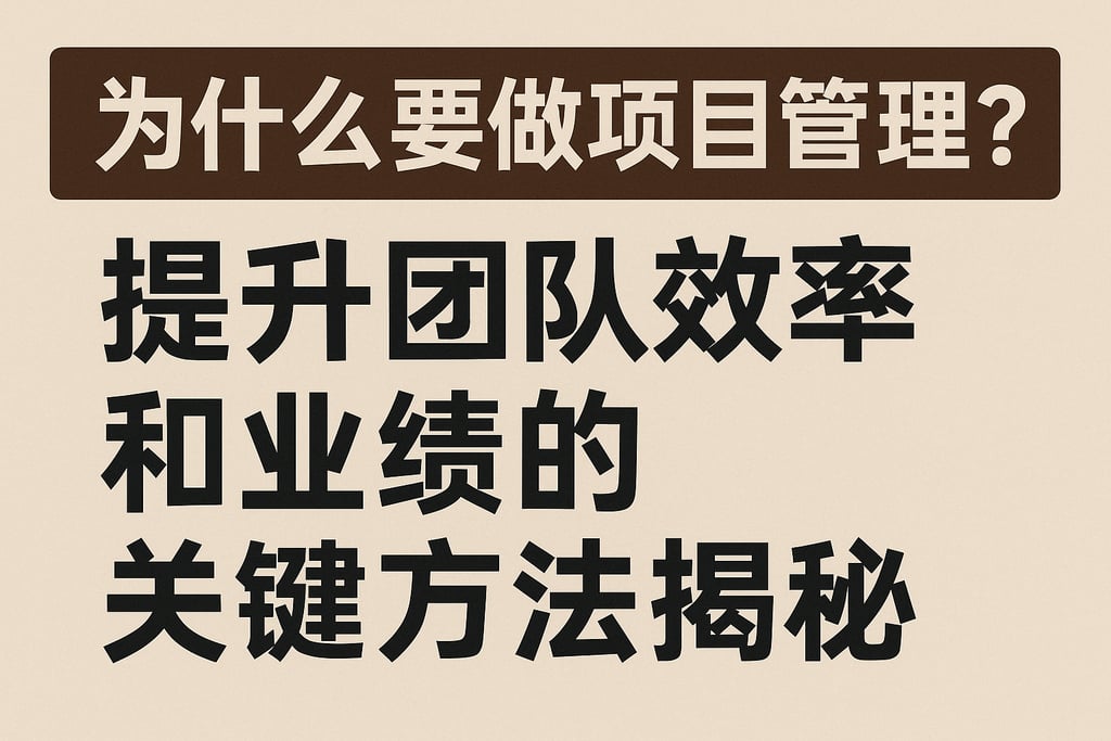 为什么要做项目管理？提升团队效率和业绩的关键方法揭秘