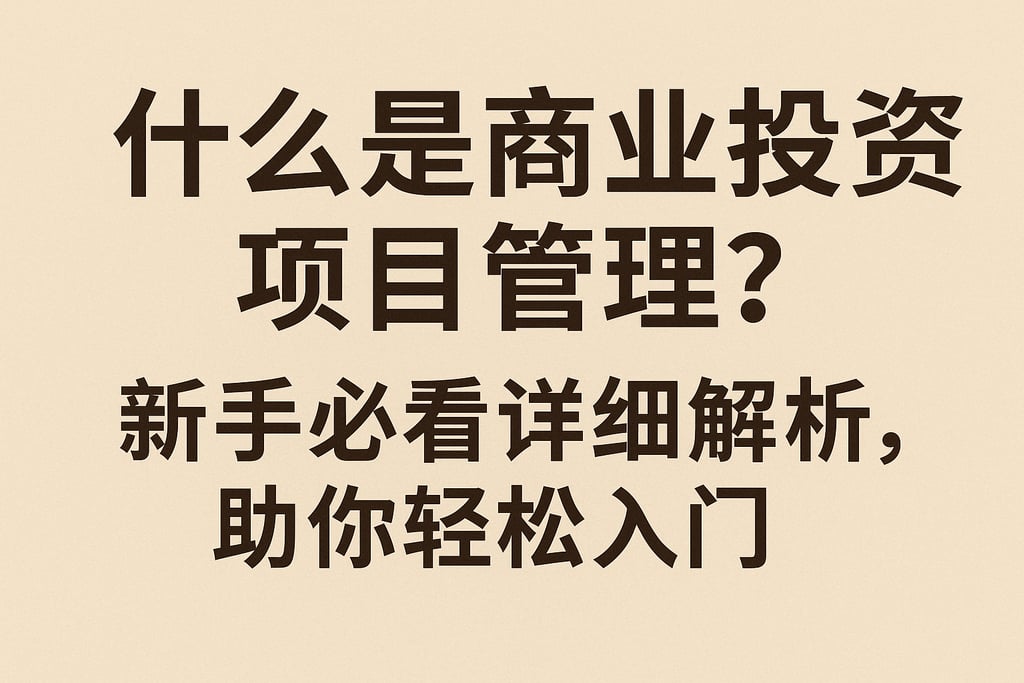 什么是商业投资项目管理？新手必看详细解析，助你轻松入门