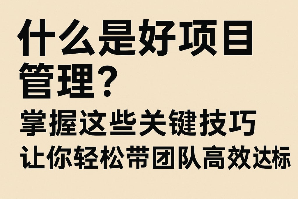 什么是好项目管理？掌握这些关键技巧让你轻松带团队高效达标