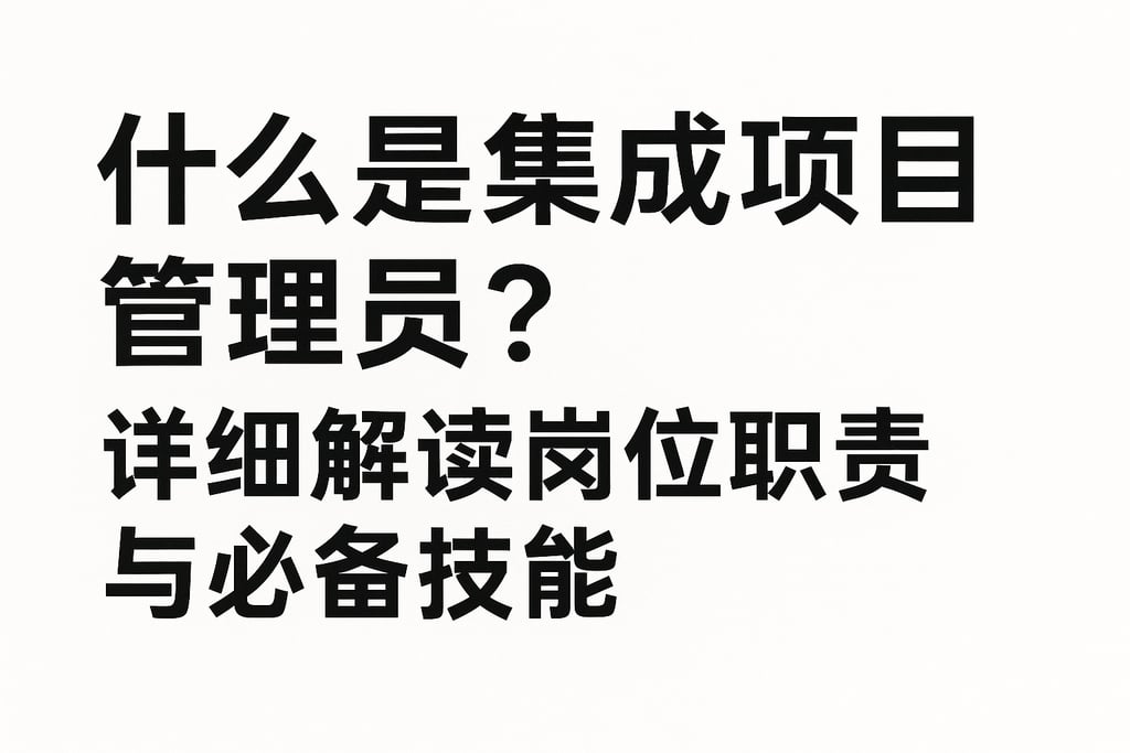 什么是集成项目管理员？详细解读岗位职责与必备技能