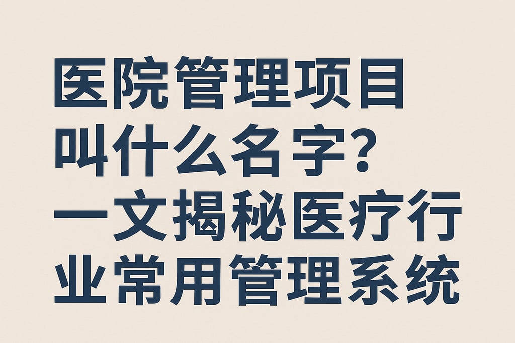 医院管理项目叫什么名字？一文揭秘医疗行业常用管理系统