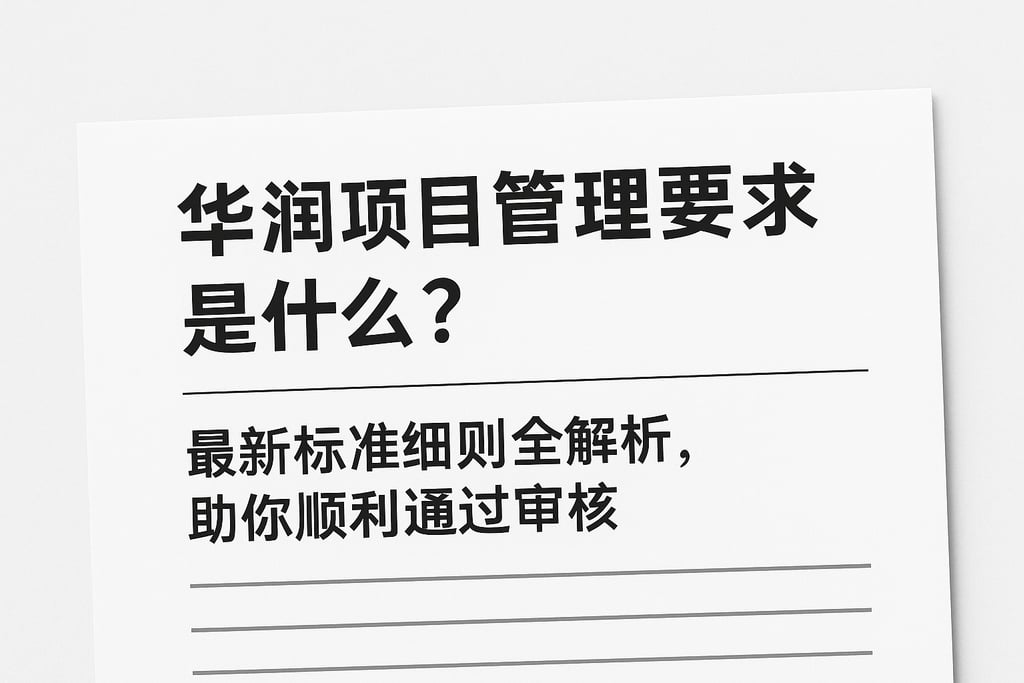 华润项目管理要求是什么？最新标准细则全解析，助你顺利通过审核