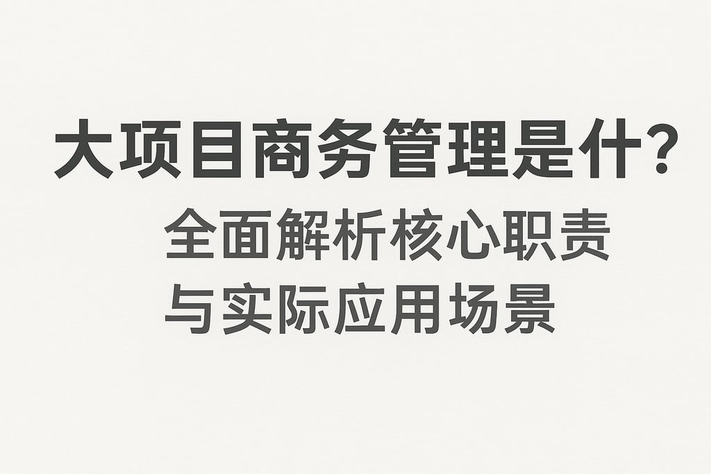 大项目商务管理是什么？全面解析核心职责与实际应用场景