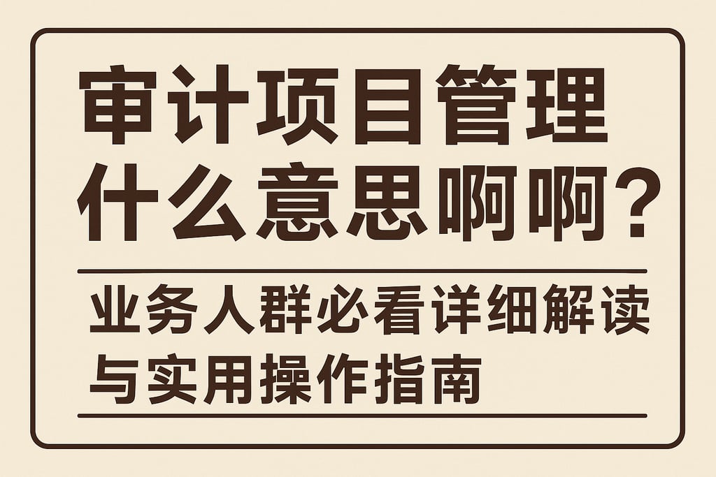 审计项目管理什么意思啊？业务人群必看详细解读与实用操作指南