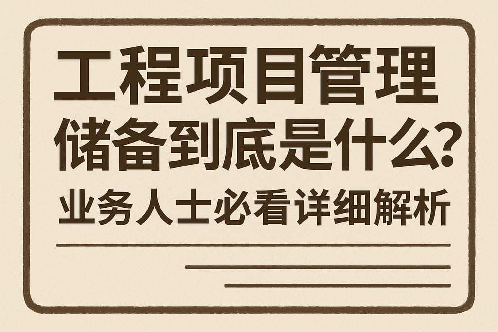 工程项目管理储备到底是什么？业务人士必看详细解析