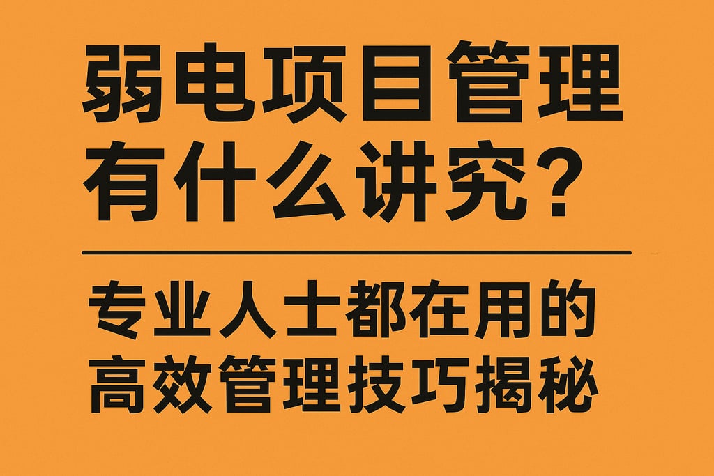 弱电项目管理有什么讲究？专业人士都在用的高效管理技巧揭秘