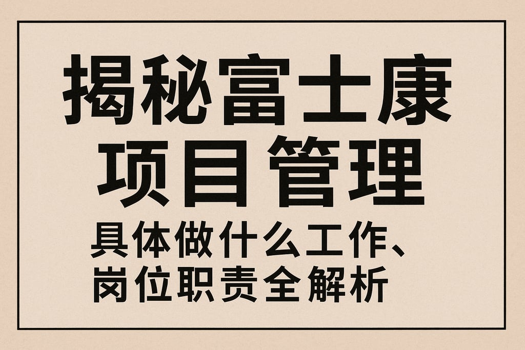 揭秘富士康项目管理具体做什么工作，岗位职责全解析