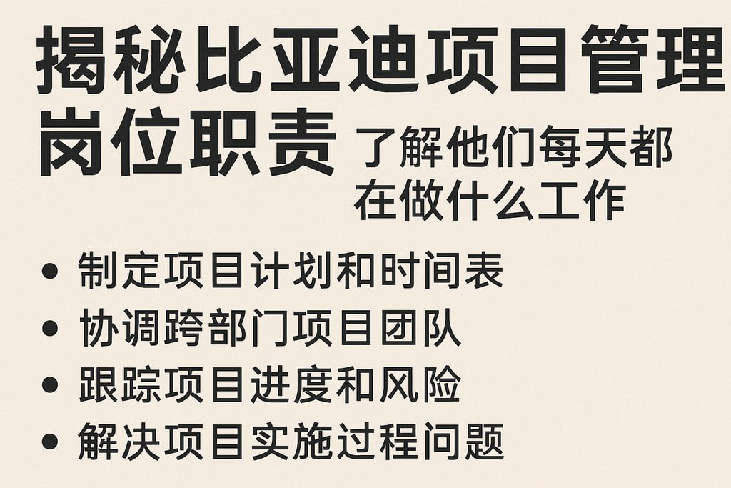 揭秘比亚迪项目管理岗位职责，了解他们每天都在做什么工作