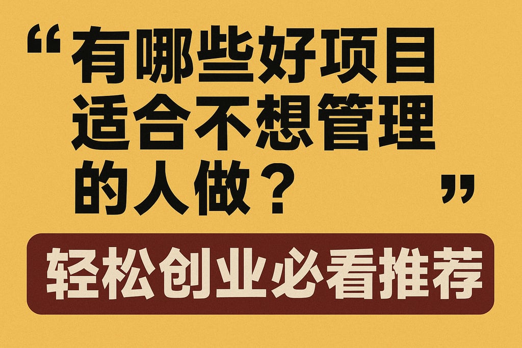 有哪些好项目适合不想管理的人做？轻松创业必看推荐