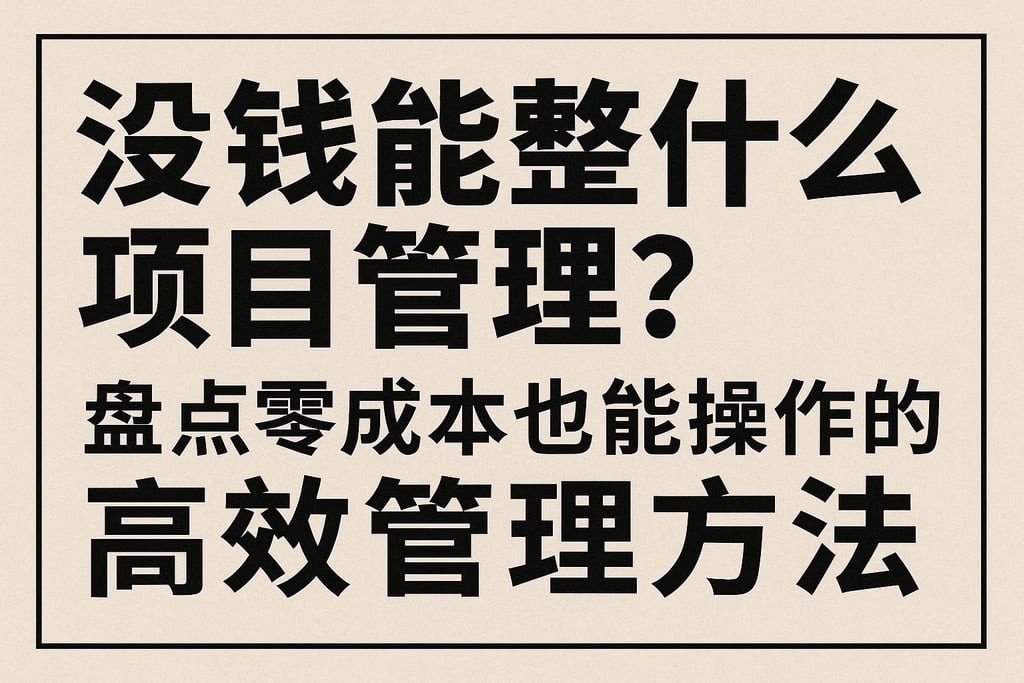 没钱能整什么项目管理？盘点零成本也能操作的高效管理方法