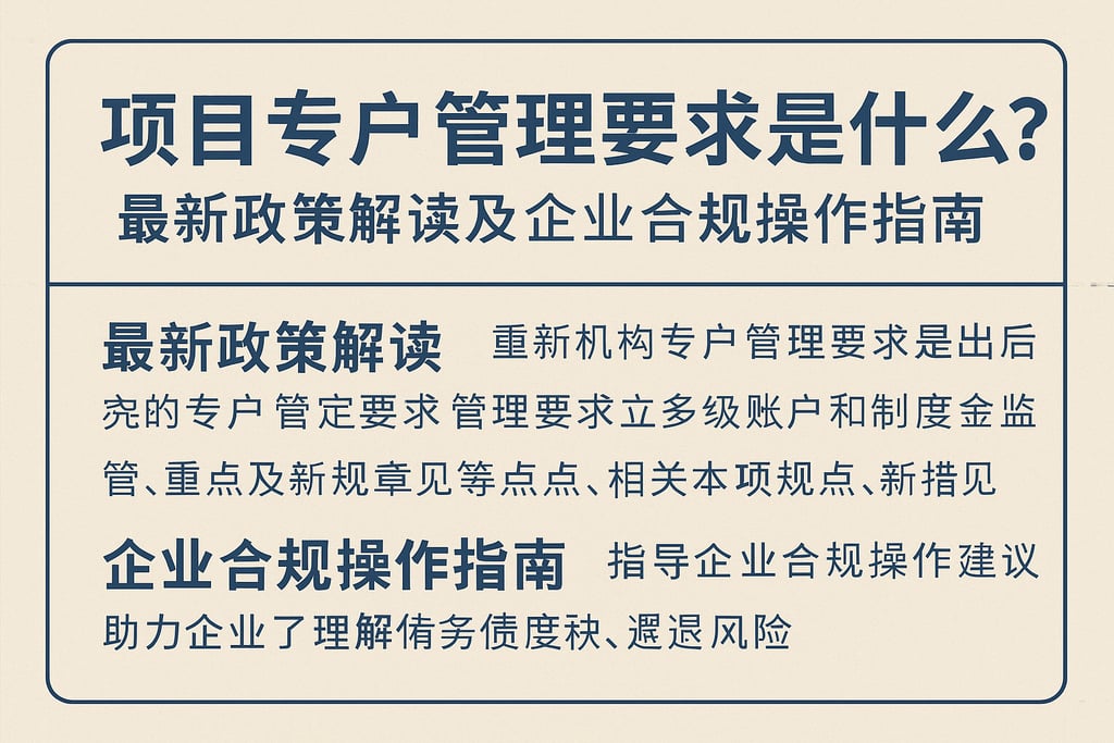 项目专户管理要求是什么？最新政策解读及企业合规操作指南