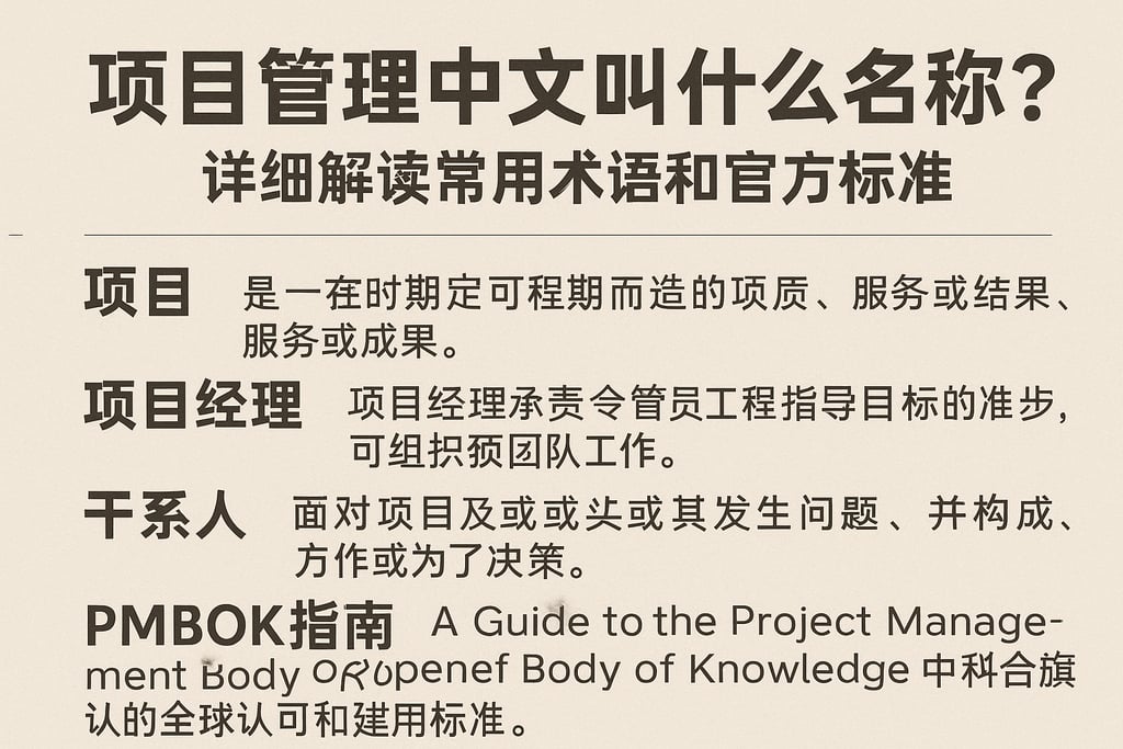 项目管理中文叫什么名称？详细解读常用术语和官方标准