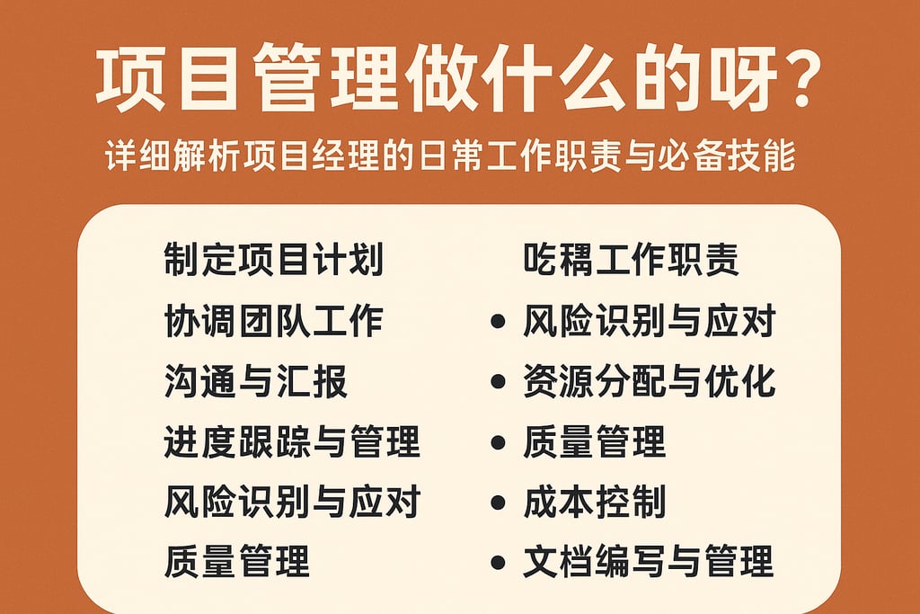 项目管理做什么的呀？详细解析项目经理的日常工作职责与必备技能