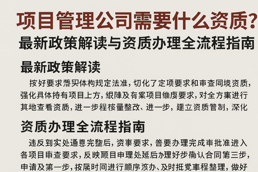 项目管理公司需要什么资质？最新政策解读与资质办理全流程指南