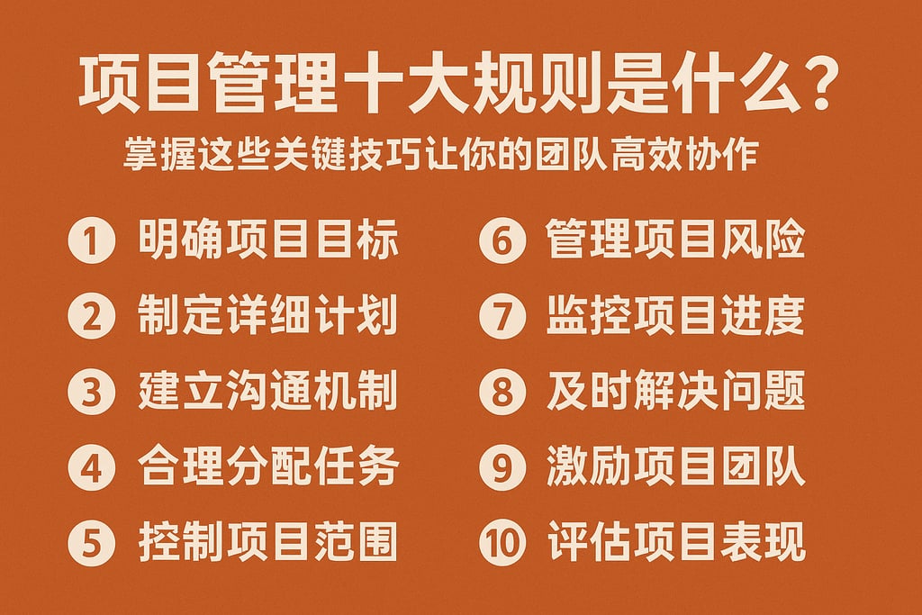 项目管理十大规则是什么？掌握这些关键技巧让你的团队高效协作
