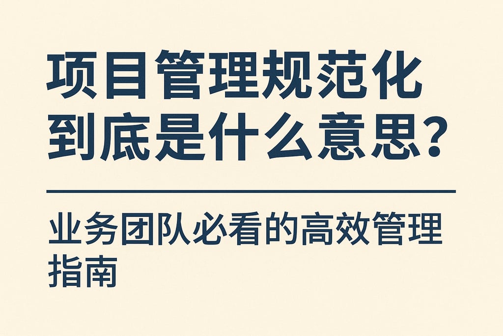 项目管理规范化到底是什么意思？业务团队必看的高效管理指南