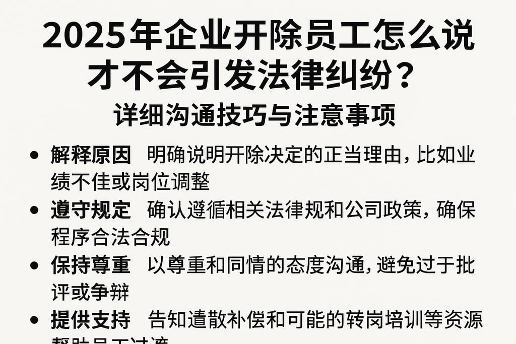 2025年企业开除员工怎么说才不会引发法律纠纷？详细沟通技巧与注意事项