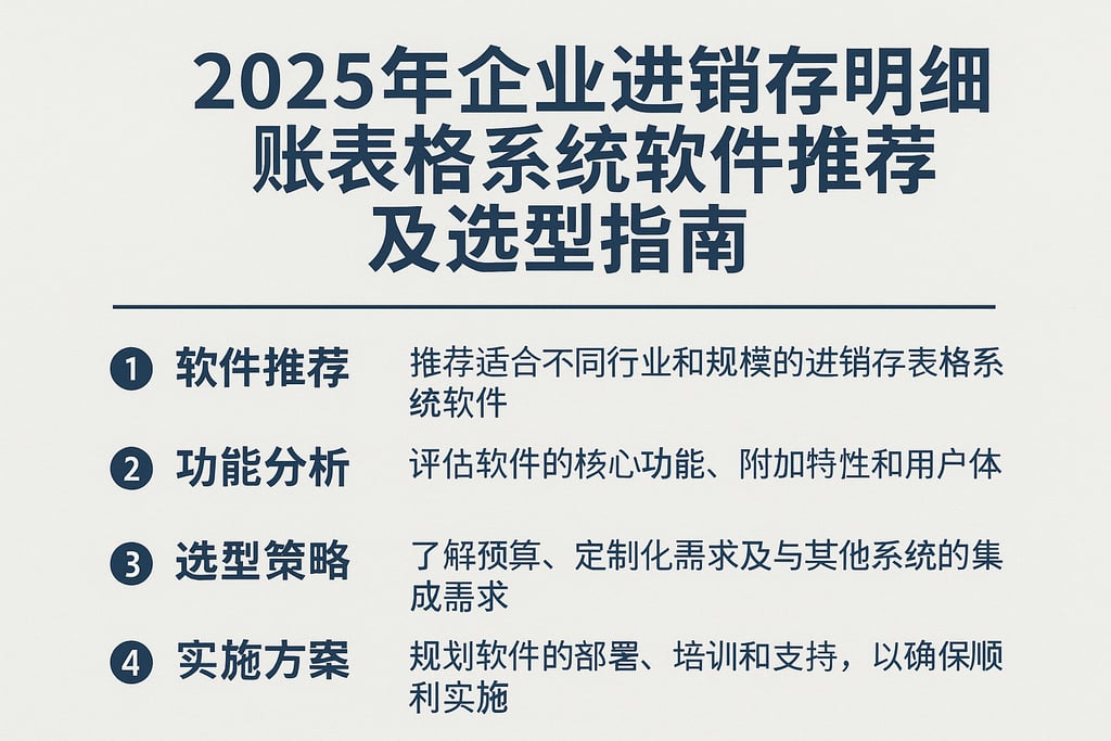 2025年企业进销存明细账表格系统软件推荐及选型指南