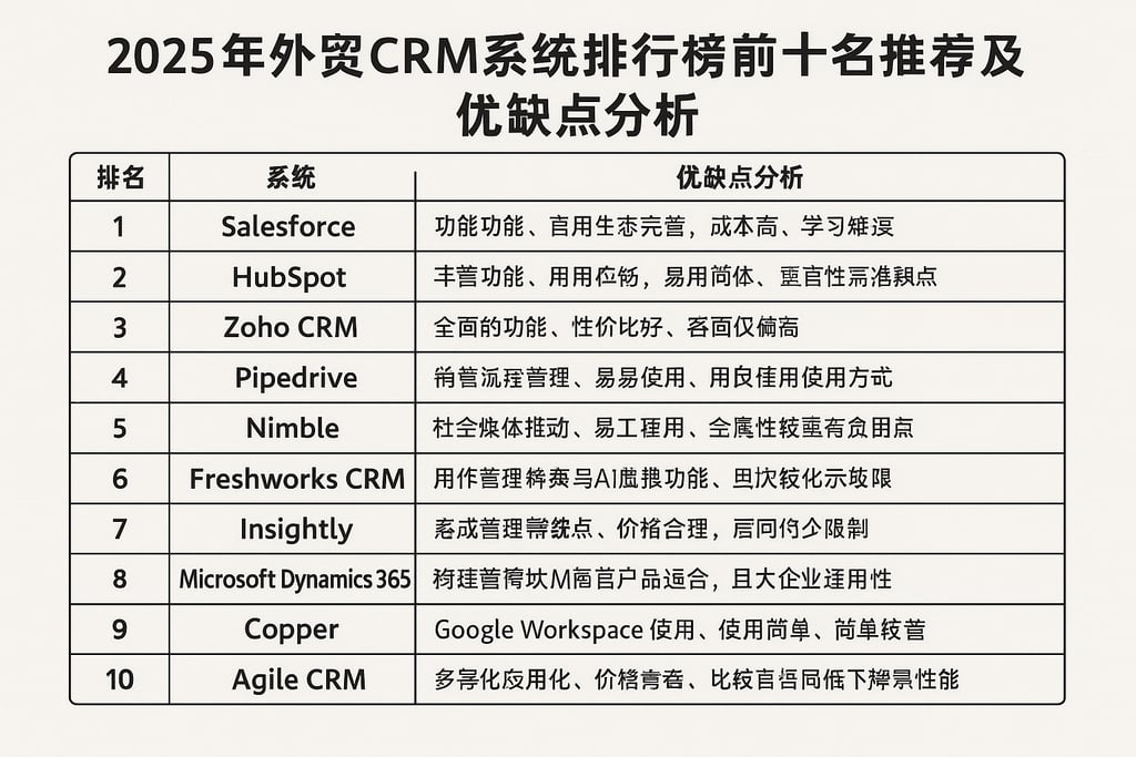 2025年外贸CRM系统排行榜前十名推荐及优缺点分析