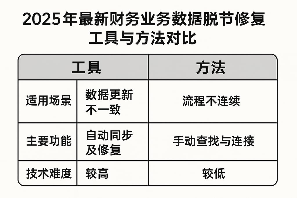 2025年最新财务业务数据脱节修复工具与方法对比
