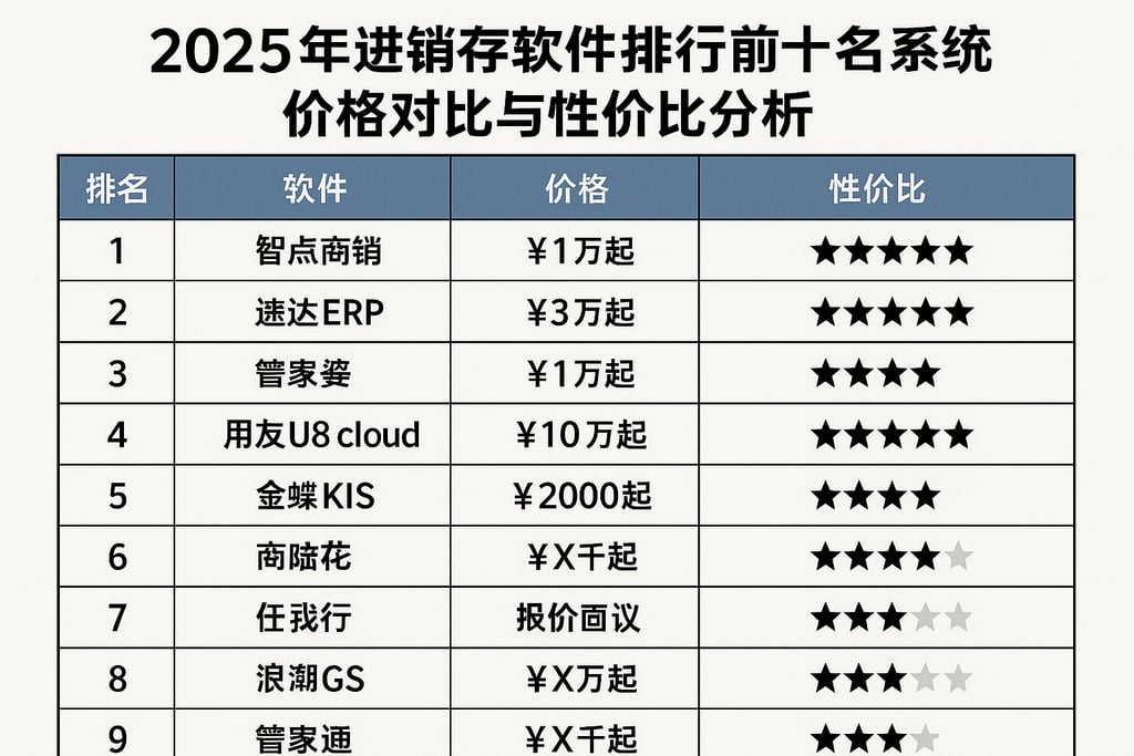 2025年进销存软件排行榜前十名系统价格对比与性价比分析