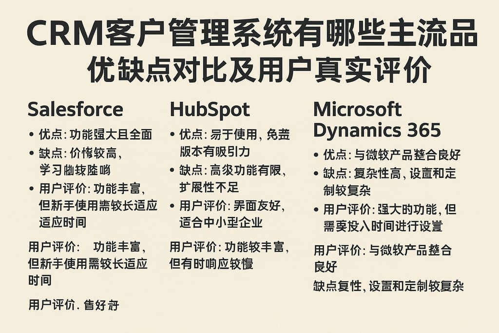 CRM客户管理系统有哪些主流品牌？优缺点对比及用户真实评价