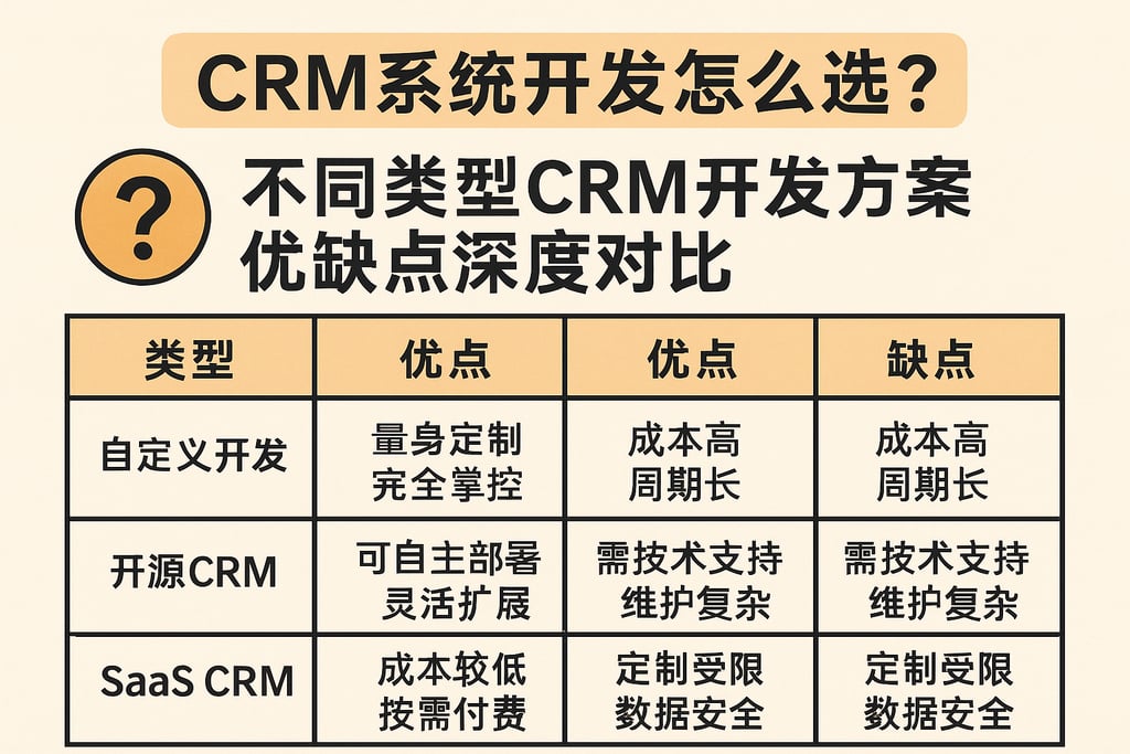 CRM系统开发怎么选？不同类型CRM开发方案优缺点深度对比